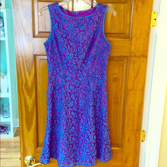 Adrianna Papell Dresses & Skirts - Adrianna Papell Sleeveless Purple Lace Dress Sz 4